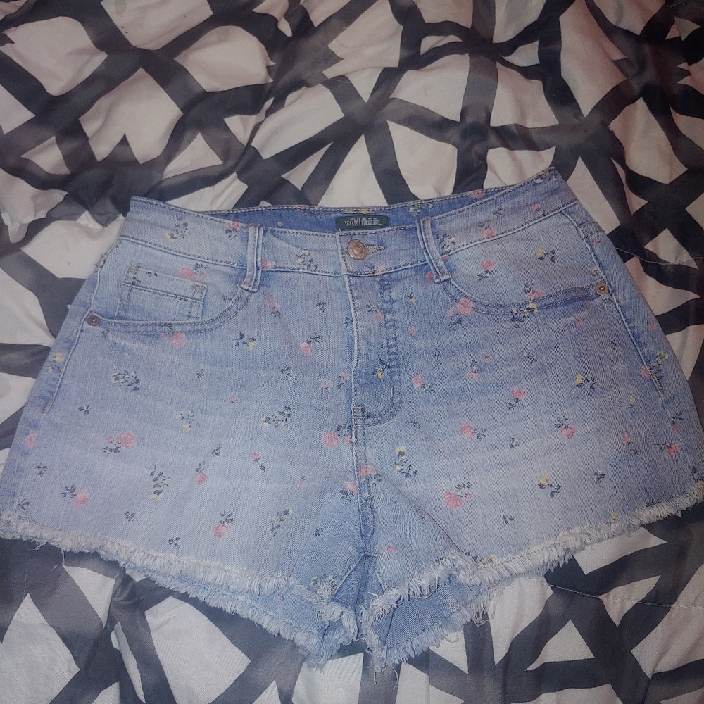 Floral jean shorts